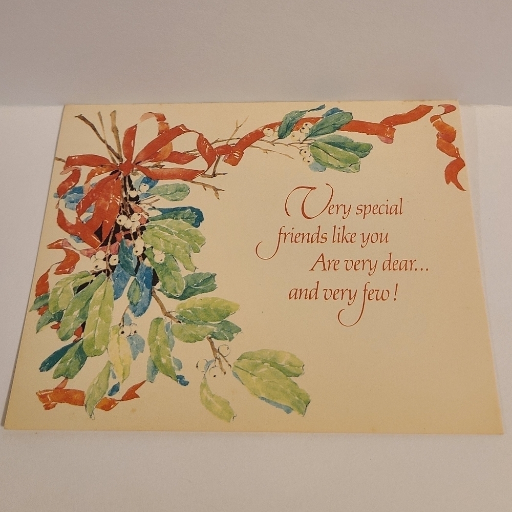 Vintage Forget Me Not Mistletoe Theme Christmas Card - New with White Envelope